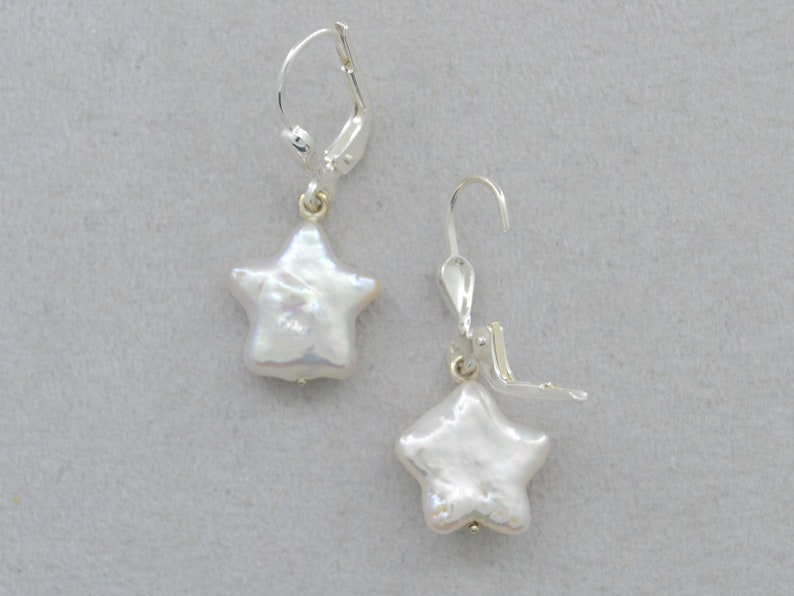 Ohrhänger mit sternförmiger Perle, 925 Silber Bild 3