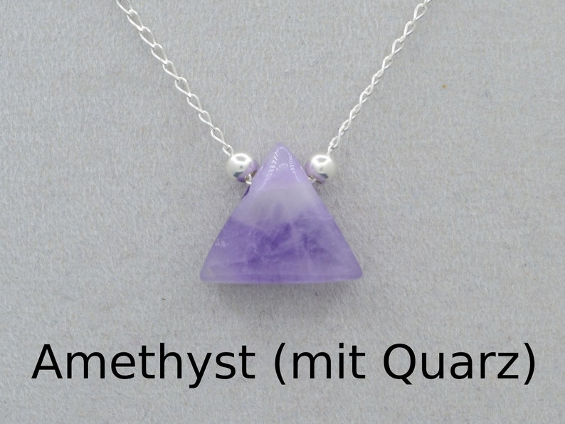 Dreieck-Collier aus 925 Silber mit Naturstein/Echtstein Amethyst