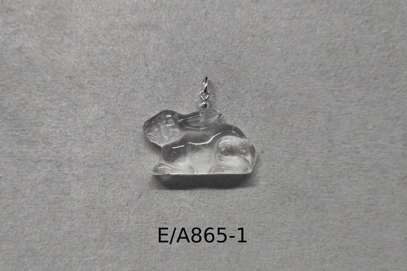 Hase aus Bergkristall als Anhänger mit 925 Silber Kugel Hase E/A865-1