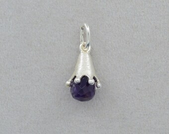 Amethyst als Glockenblume Anhänger aus 925 Silber