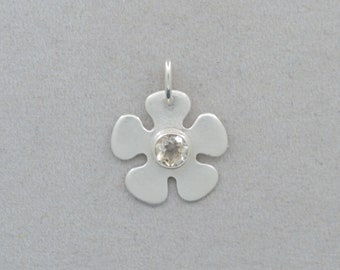 Anhänger als Blume mit Topas, 925 Silber