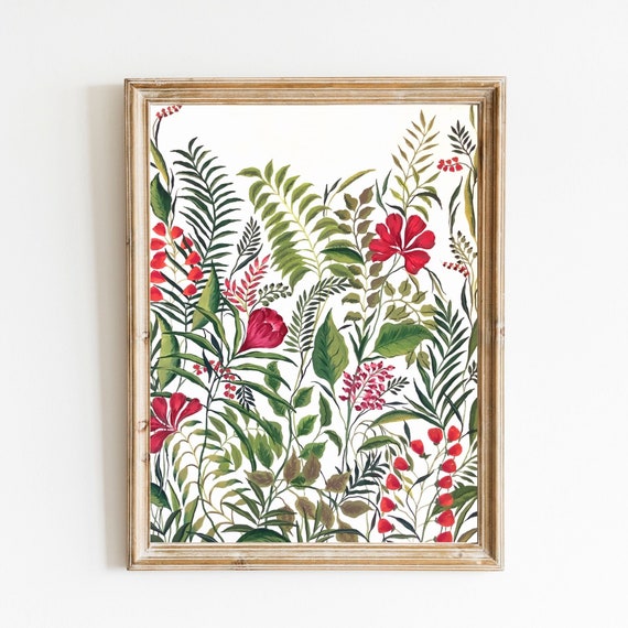Floral Garden Watercolor Art Print Large Printable Wall Art | Etsy
