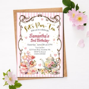 Tea Party Birthday Invitation, Editable, Instant Download