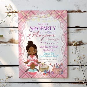 Spa Party Birthday Invitation Template, Manicure and Pedicure Birthday Invitation - Template is editable and sized at 5 X 7.
