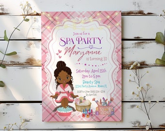 Spa Party Birthday Invitation Template: Manicure Pedicure (5x7 Editable Canva File)