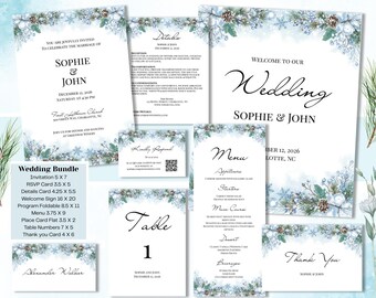Winter Themed Wedding Invitation Bundle