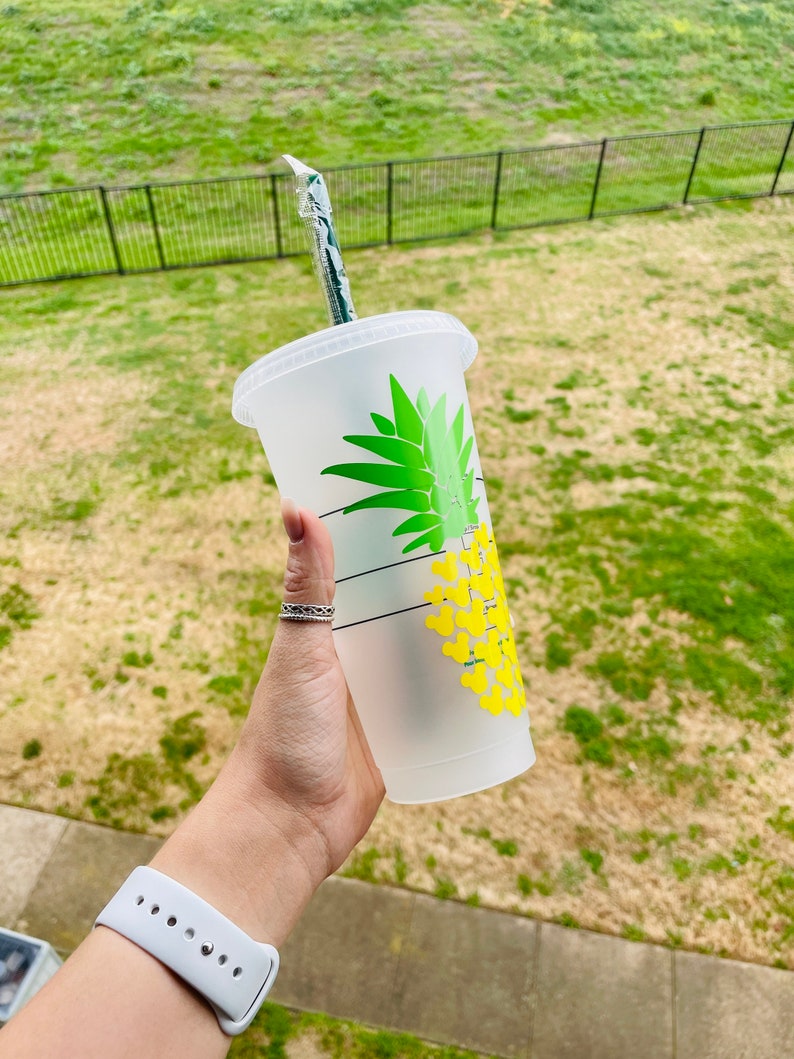 Disney Starbucks Inspired Cold Cups Pineapple Dole Inspired Cup Personalized Mickey Inspired Starbucks Cup Custom Reusable Tumblers