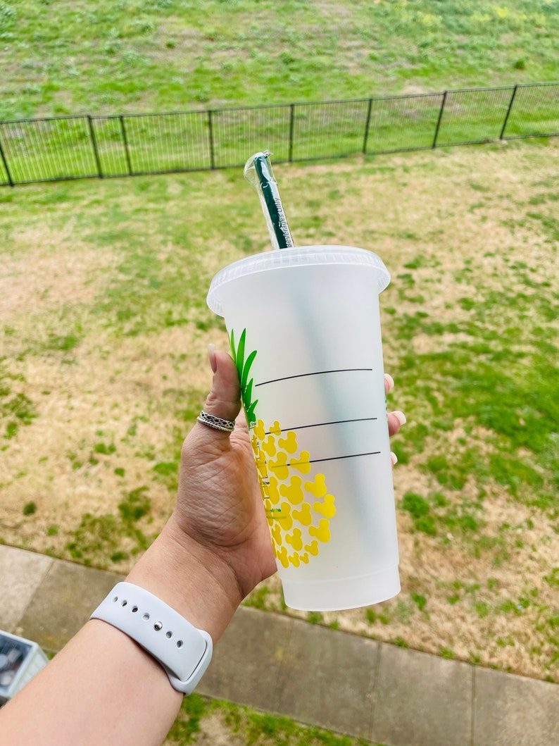 Disney Starbucks Inspired Cold Cups Pineapple Dole Inspired Cup Personalized Mickey Inspired Starbucks Cup Custom Reusable Tumblers