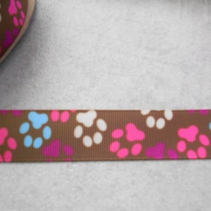 2,20 Euro/m  Pfote  braun  22 mm  Borte   Ripsband  Hund, Katze, Pfoten,