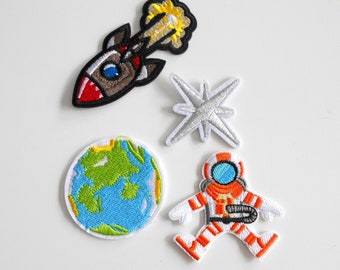 Sets  Weltraum Planet Patch  gestickt zum Aufbügeln Applikation, Astronaut, Rakete