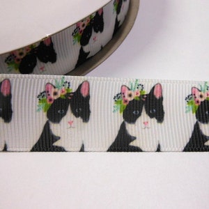 2,40  Euro/m Katze  mit Blumen  22 mm  Borte Ripsband, Kitty