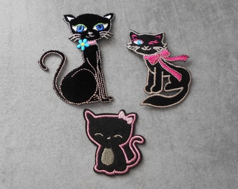 SET cat application or SINGLE black , glitter , pink , patch for ironing patch patch