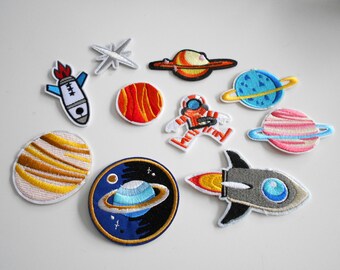 XXL Set Space Planet Patch embroidered for ironing application