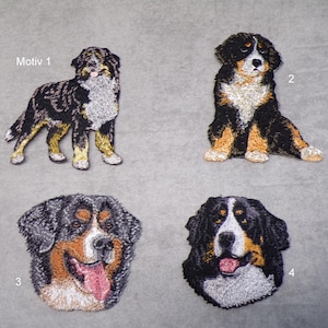 berner sennenhund Hund Patch Aufnäher Stoff  gestickt zum Aufbügeln verschiedene Designs Hund Applikation Aufbügler