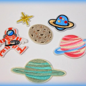 Weltall SET  Patch Applikationen zum Aufbügeln Mond, Erde, Astronaut, Weltraum,