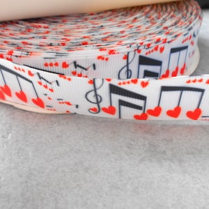 2,30 Euro /m   Note Noten Herz  Notenschlüssel 22mm   Borte Ripsband Chor Musik, voice,
