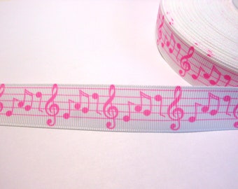 2,20 Euro /m   Noten rosa  Notenschlüssel 22 mm   Borte Ripsband, Chor, Musik, voice,