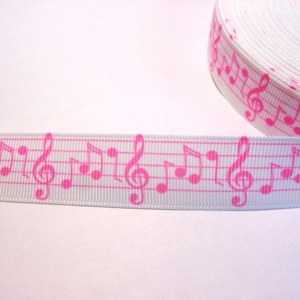 2,20 Euro /m   Noten rosa  Notenschlüssel 22 mm   Borte Ripsband, Chor, Musik, voice,