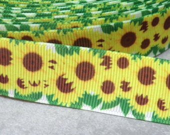 2,20  Euro/m Sonnenblume Blume Natur    22 mm  Borte Ripsband