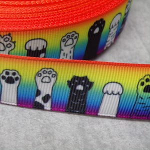 2,40 Euro/m  Pfote    22 mm  Borte   Ripsband  bunt  Katzenpfoten Katze Kitty