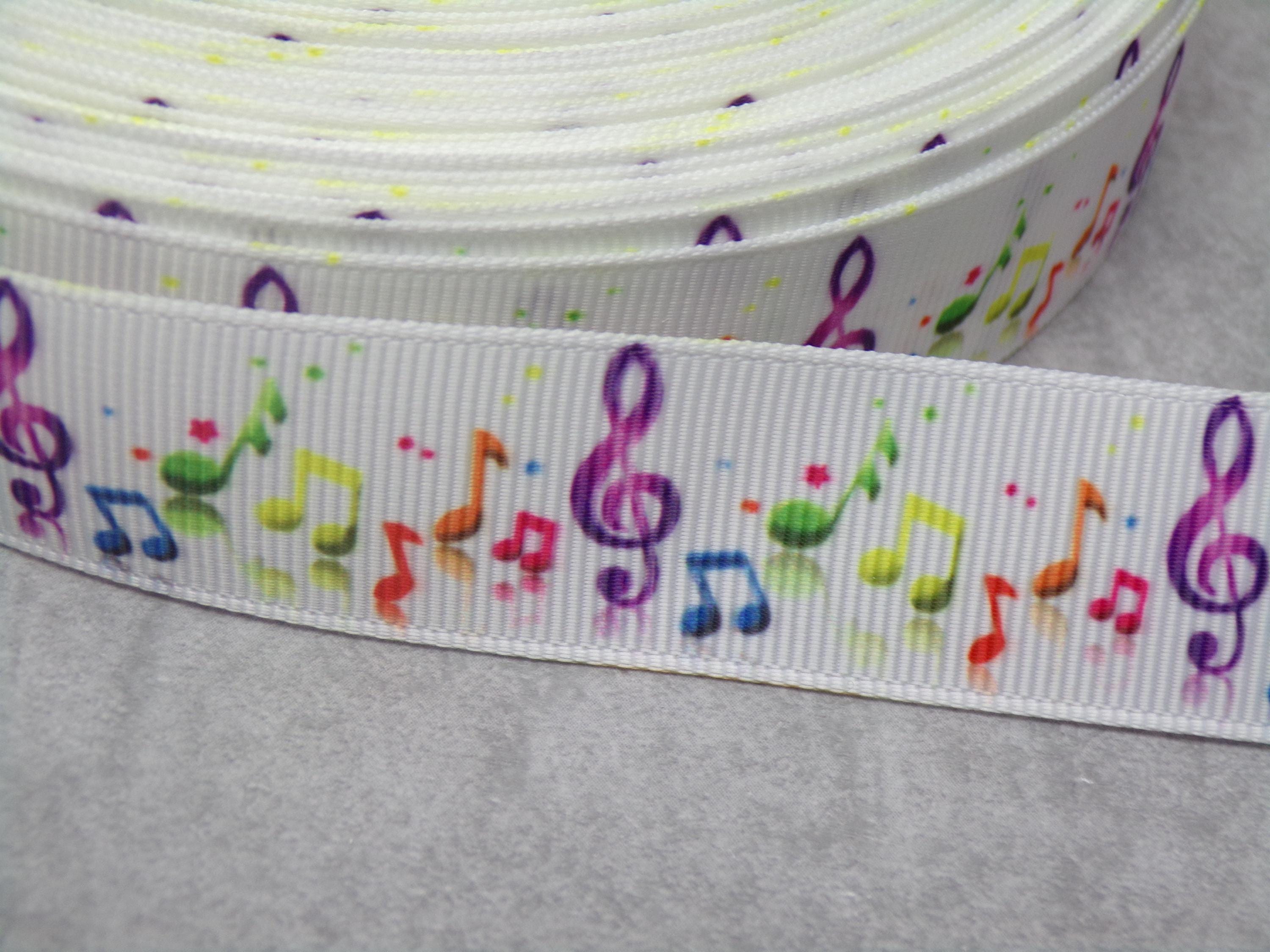 Trebl Ribbon 2.40 Euros / Meter – Colorful Musical Notes & Treble Clef – 22 Mm ...