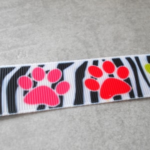 2,20 Euro/m  Pfote zebra  bunt  22 mm  Borte Ripsband, Hund, Katze, Pfoten,