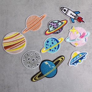 Planeten,  Planet ,  Mond,  Einhorn, Stern,  gestickt zum Aufbügeln patch
