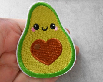 Avocado Patch , zum Aufbügeln, Applikation , mit Gesicht, kawaii