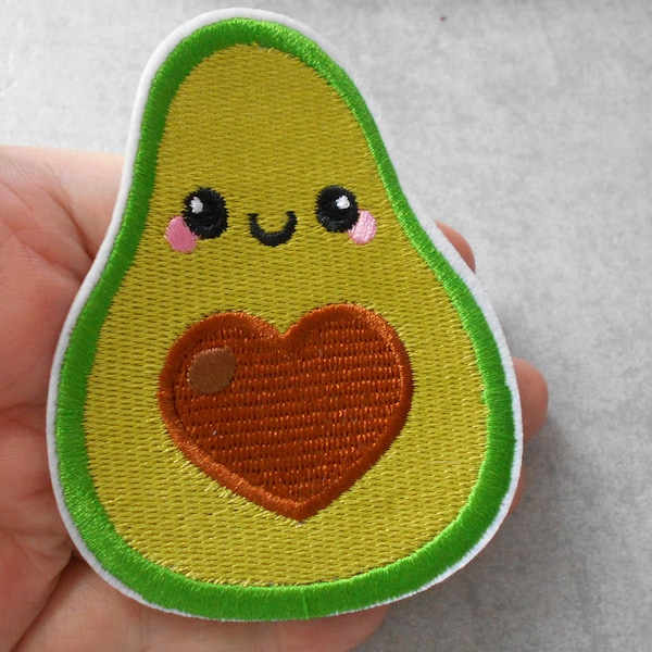 Avocado Patch , zum Aufbügeln, Applikation , mit Gesicht, kawaii