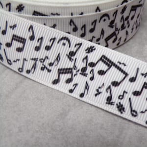 2,40  Euro / m – Noten Ripsband schwarz-weiß – Musik, Nähen & Basteln – 22 mm