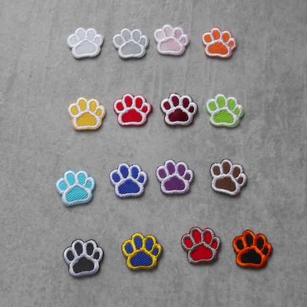 Hunde , Katze,  Mini , Pfote gestickt zum Aufbügeln, verschiedene Farben, Patch, Applikation,