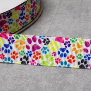 2,30 Euro/m  Pfote bunt 22 mm   Borte Ripsband Pfoten