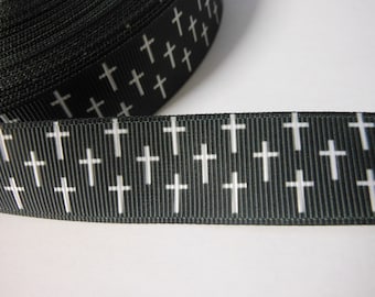 2,30  Euro/m Kreuze , Kreuz, schwarz , gothic,   22 mm  Borte Ripsband, Halloween, Karneval, Zombie,