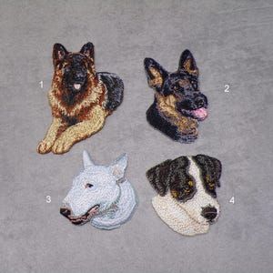 Schäferhund Pit Bull Jack Russel   Patch Aufnäher Stoff  gestickt zum Aufbügeln  Hund  Wachhund Terrier Aufbügler verschiedene Designs