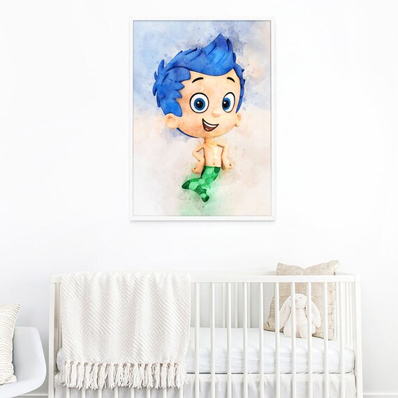 Bubble Guppies Poster Print Guppy Gil Wall Hanging Bubble Guppies Instant Download Guppies Nursery Wall Decor Birthday Decor Girl Boy Room
