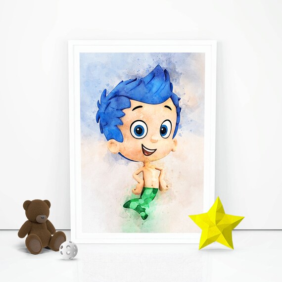 Bubble Guppies Poster Print Guppy Gil Wall Hanging Bubble Etsy