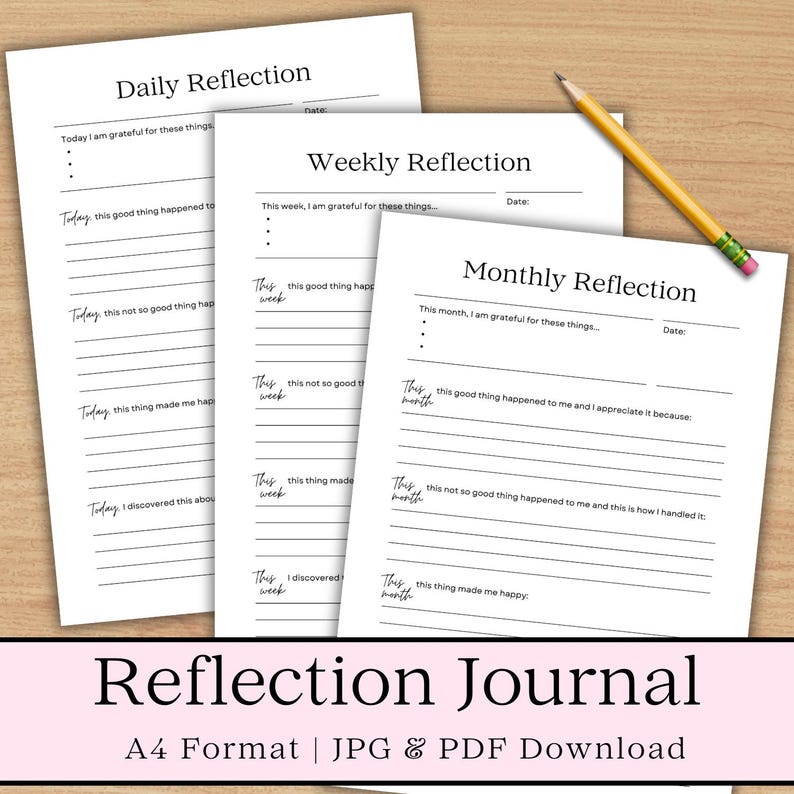 Reflection Journal Bundle: Daily, Weekly, Monthly (JPG and PDF ...