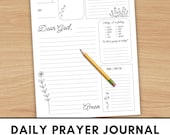 Daily Prayer Worksheet, US letter format, Digital Journal, Printable, Minimalist Christian Devotional Journal