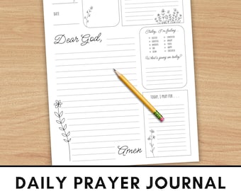 Daily Prayer Worksheet, US letter format, Digital Journal, Printable, Minimalist Christian Devotional Journal