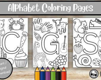 ABC Alphabet Printable Coloring Pages for Kids - Etsy