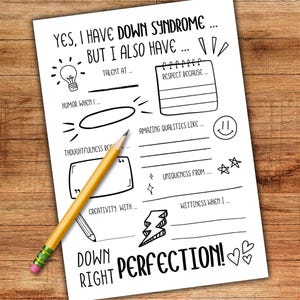 Down Syndrome Awareness Activity Page: All About Me Worksheet (Printable)