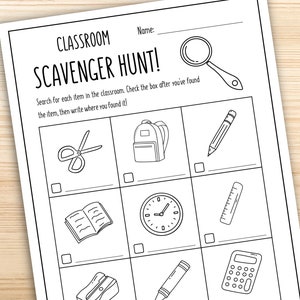 Classroom Scavenger Hunt, Back To School Worksheet, Back to School Activity, Students, Teachers, Back to School Scavenger Hunt, Elementary