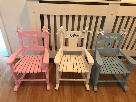 Personalised Wooden Childrens Rocking Chair. Pink Blue or White. Birthday. Christmas. Easter. Christening Gift. First Birthday. Etsy UK