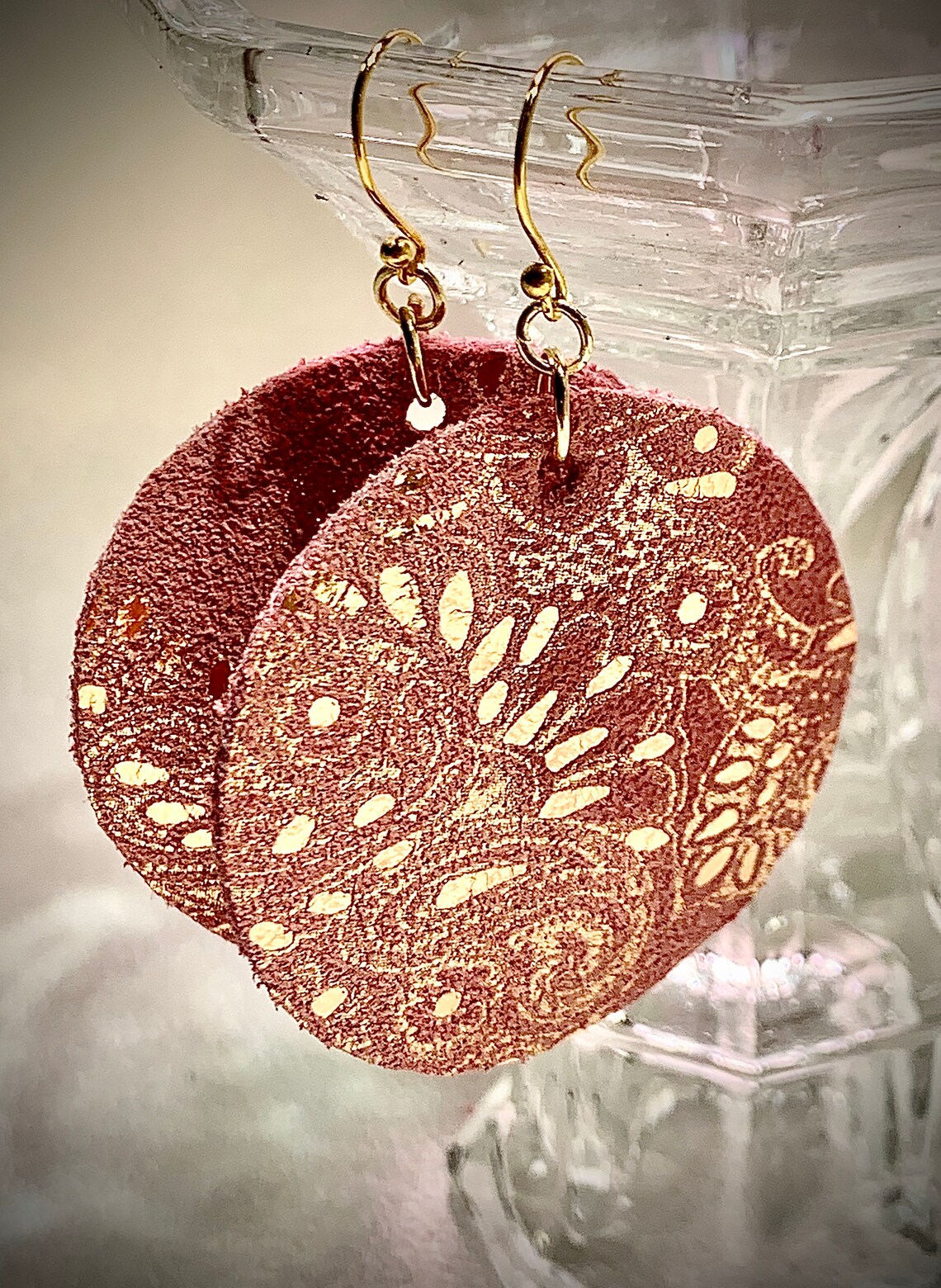 Genuine Leather Circle Earrings Etsy