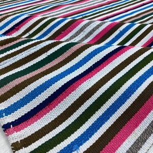 Striped Turkish Kilim Rug, Pink, Blue, Rainbow, Handmade (6.2x8.4 ft)