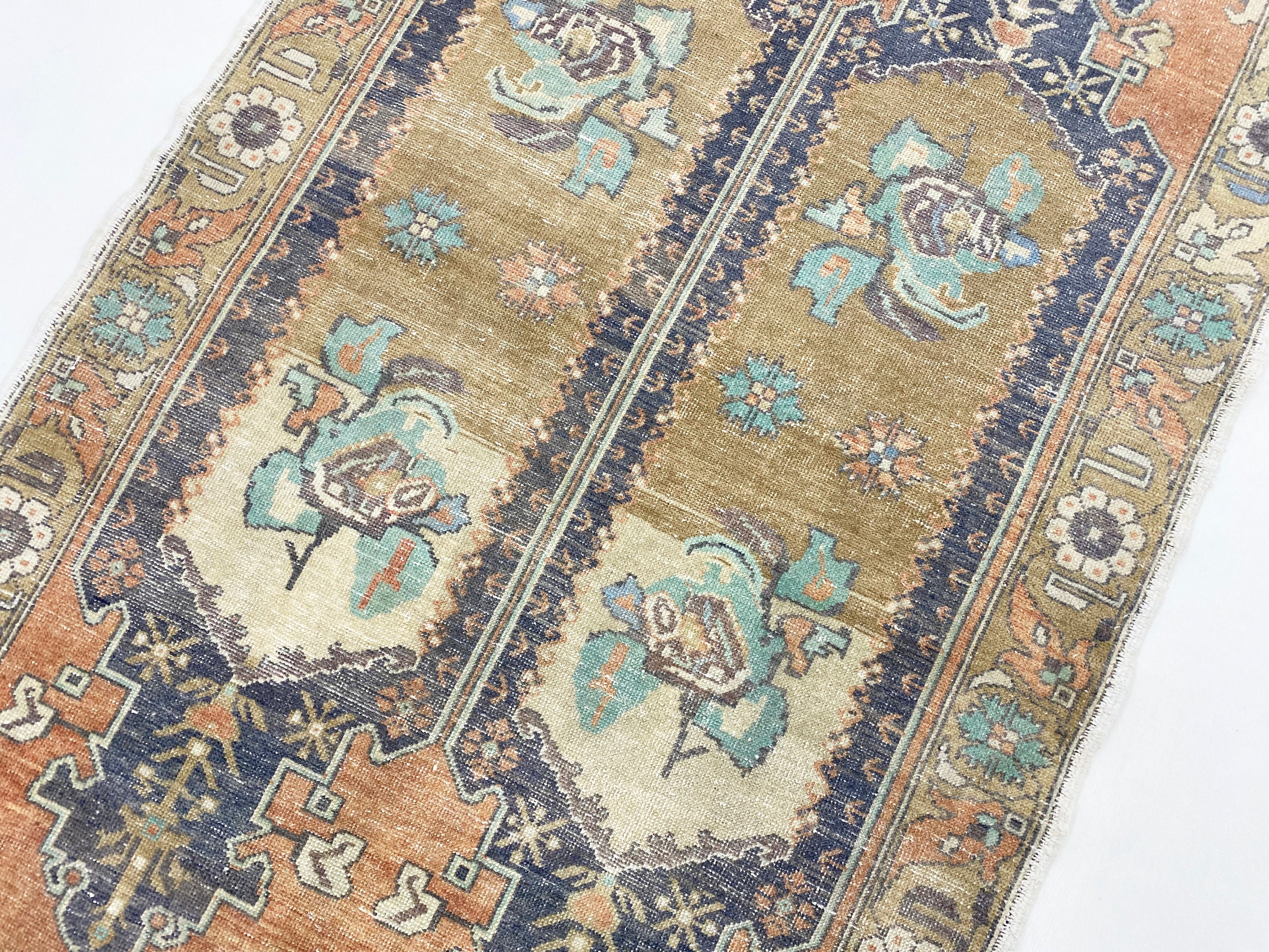 Terrakotta Teppich 100x20 cm Vintage Handgeknüpfter Teppich | Etsy