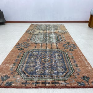 Small Runner Rug 3x6, Vintage Runner Rug,Pale Kitchen Rug, Oushak Rug, Turkish Wool Rug,Runner Rug, Mini Hallway Rug ,Entryway Rug 2.5x6.0ft