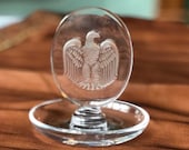 Lalique France pre-1978 Bicentennial Eagle Crystal Pin or Ring Dish