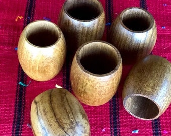 Set of Six Vintage Danish Mid Century Modern Teak / Walnut (?) Napkin Rings/ Napkin Holders