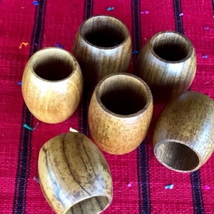 Set of Six Vintage Danish Mid Century Modern Teak / Walnut (?) Napkin Rings/ Napkin Holders
